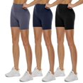thumbnail image 1 of Pantalones cortos moteros QGGQDD de cintura alta, paquete de 3/5/8 para mujer, negros, 1 of 1