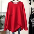 thumbnail image 5 of RWJDXD 2023 Spring Autumn Solid Color Fashion Round Neck T-Shirts Women High Street Long Sleeve Button Mid-length All-match Pullovers, 5 of 5