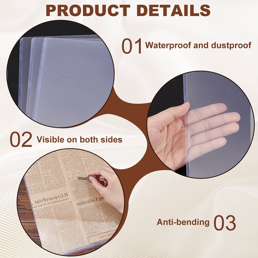 10pcs A3 PVC Plastic ID Name Card Holder Key Card Tag Holder Rectangle Vertical Clear 432x305x1.4mm