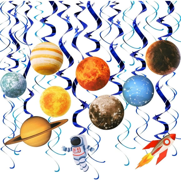 Décorations de Fête Spatiale, Kaluofan 30 Pcs Décorations d'Anniversaire Spatiales, Fournitures de Décoration de Fête avec Planètes Suspendues, Décorations de Fête d'Anniversaire à Thème Spatial, Décoration de Chambre Galaxie Décoration de Chambre Spatiale