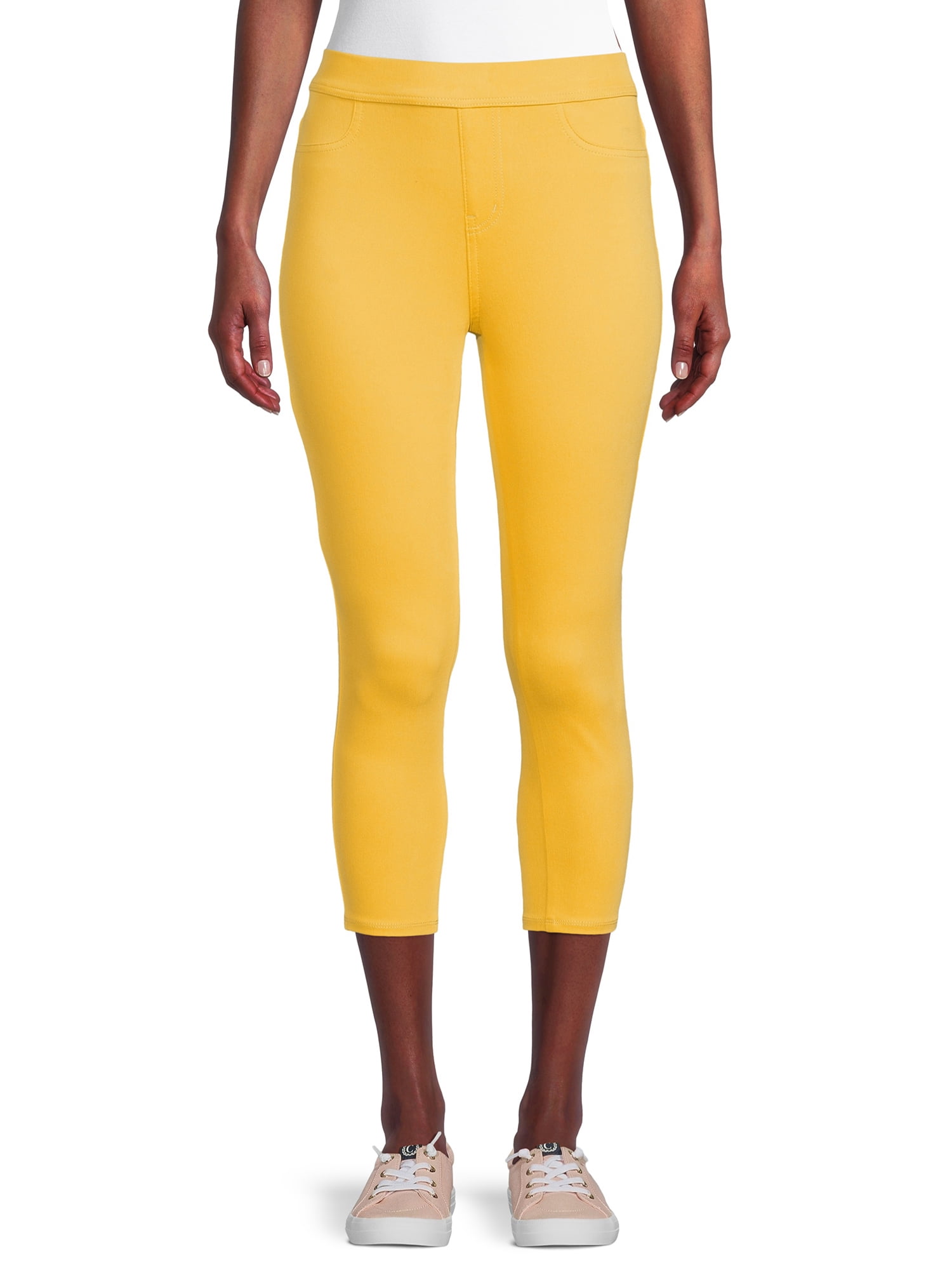 plus size yellow capri leggings