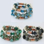 JINLUO 3-6Sets Bohemian Bracelets Stackable Stretch Bracelets Beaded Bracelets for Women, Adjustable Handmade Multilayer Colorful Stone Beads Acrylic Beaded Boho Bracelets Sets