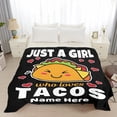 thumbnail image 2 of Custom Just Girl Who Loves Tacos Throw Blanket Personalized Throw Blankets Add Your Own Name Customized Flannel Throws for Kids Dogs Cats Gift 30 in x 40 in XS for Pets, 2 of 6