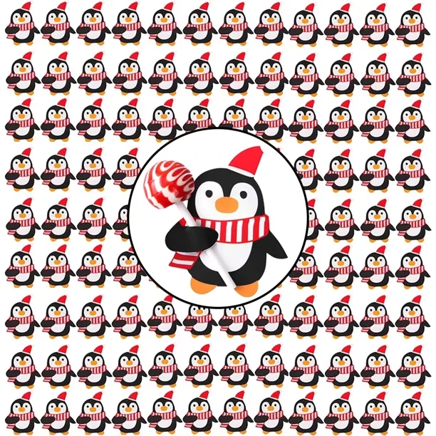 Venta al por mayor de tarjetas de papel con forma de piruleta navideña, paquete de envoltorio de dulces con dibujos de muñeco de nieve y Papá Noel, regalos para niños, decoración para fiestas de Año N