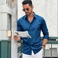 thumbnail image 6 of Domuza Stretch Mens Dress Shirts Long Sleeve Wrinkle Free Business Casual Button Down Shirts Formal Shirts Royal Blue S, 6 of 6