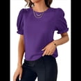 thumbnail image 3 of Blusa de de Corta , Elegante y con Cuello para Mujer, Blusa de Verano. Púrpura S, 3 of 8