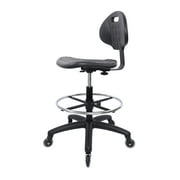 CHAIR MASTER-Black Polyurethane Tall Drafting Stool-Seat Height 24-34 with Footring and Soft Rubber Casters