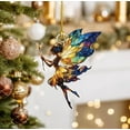 thumbnail image 1 of Adorno Navideño Mágico y Caprichoso, Colgante Azul y Dorado Estilo Vitral | Incluye 1 Etiqueta Decorativa, 1 of 5