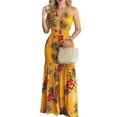 thumbnail image 2 of Bellella Robe Longue Dos Nu Maxi Robes Col en V Robe d'Été Kaftan Imprimé Floral Vacances Jaune TG, 2 of 3