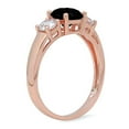 thumbnail image 2 of 1.5 ct Round Cut Natural Onyx 3 Stone 18K Rose Gold Womens Engagement Ring, 2 of 6