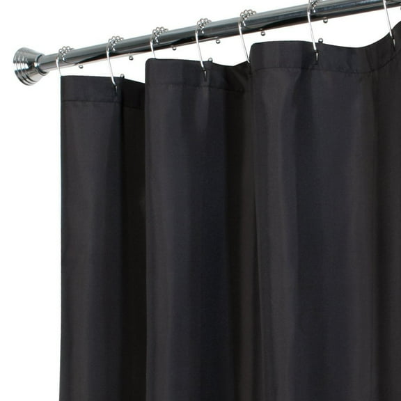 Water Repellent Fabric Shower Curtain Liner, 70" x 72", Black - Zenna Home