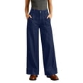 thumbnail image 2 of WXLWZYWL High Waist Wide Leg Jeans for Women Loose Denim Trousers Solid Color Baggy Denim Trousers for Daily Wear, 2 of 6