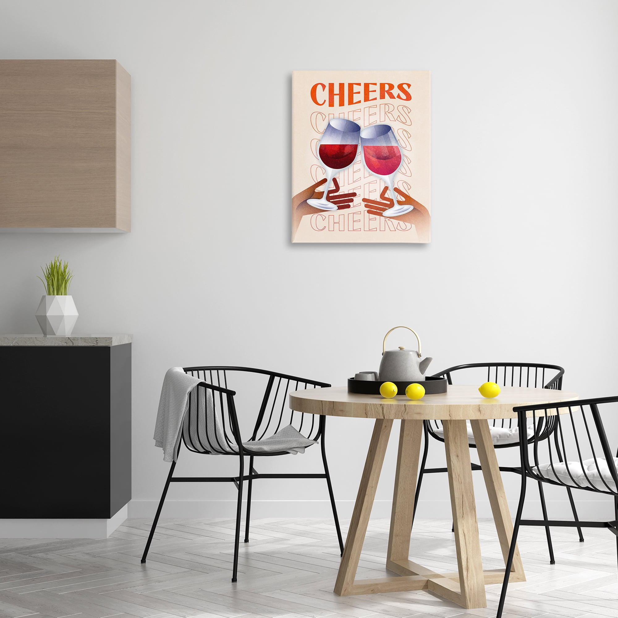 Stupell Industries Cheers Wine Glasses Food & Beverage Painting Wrapped Canvas Art Print Wall Art, 24 x 30