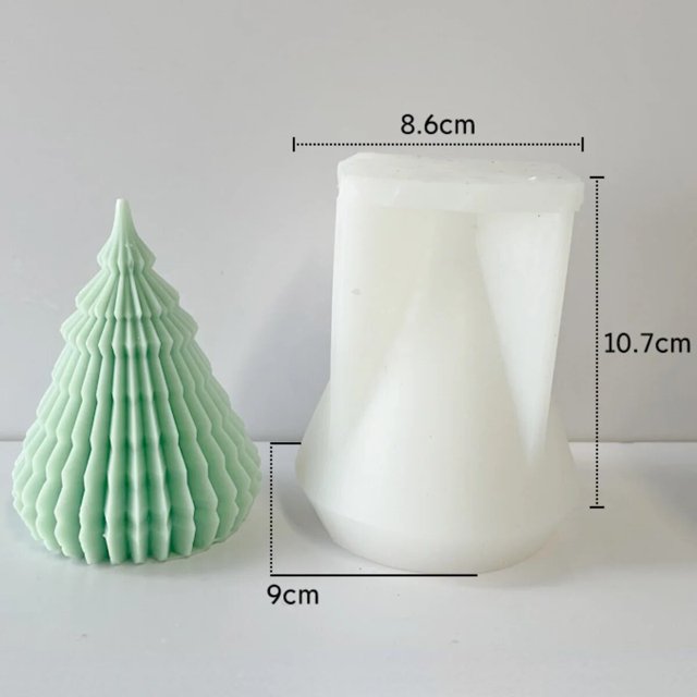 Origami relieve árbol de Navidad vela molde de silicona DIY jabón geométrico cónico yeso hacer molde de Chocolate decoración de vacaciones regalo