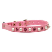 Cat Safety w/ Band Patent Pearl and Crystals Pink Collar size 12