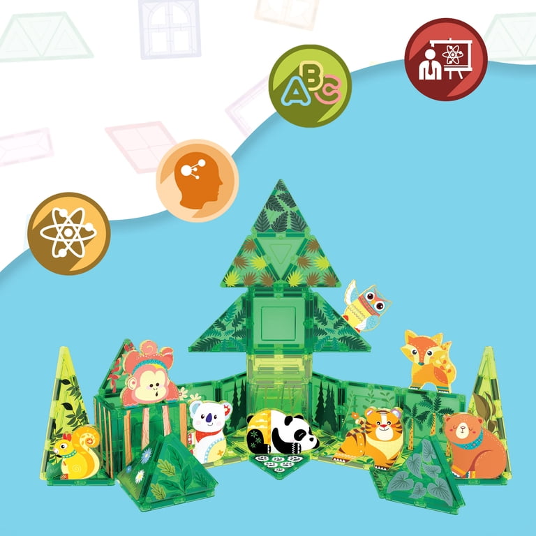 PicassoTiles Forest Animal 8-Piece Magnetic Tile Set photo 2