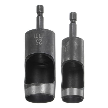 Uxcell 2pack 18mm,25mm Leather Hollow Hole Punch with 1/4" Hex Shank for Drill, Belt Hole Punch Punching Cutter Tool