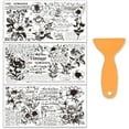 thumbnail image 1 of Juego de 3 calcomanías adhesivas blancas y negras para muebles y manualidades (30 x 15 cm) con diseño de flores y texto. Incluye espátula., 1 of 9