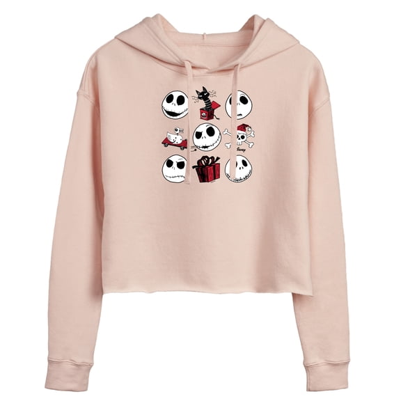 The Nightmare Before Christmas - Jack Christmas Grid - Juniors Cropped Pullover Hoodie