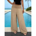 thumbnail image 2 of Women Wide Leg Palazzo Pants Summer Foldover Lounge Trousers Beach Vacation Travel Clothes, 2 of 6