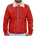 thumbnail image 1 of Classyak Men's Fashion Furr Collar Buttoned Leather Coat, 1 of 2
