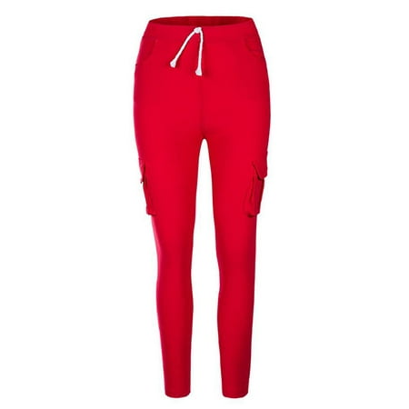 pant jogger drawstring pockets cargo stretch waist lift skinny butt tie pants casual