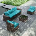 thumbnail image 1 of Kullavik Patio All Weather woven 6-Piece Metal Sectional Sets with Cushions,Blue, 1 of 5