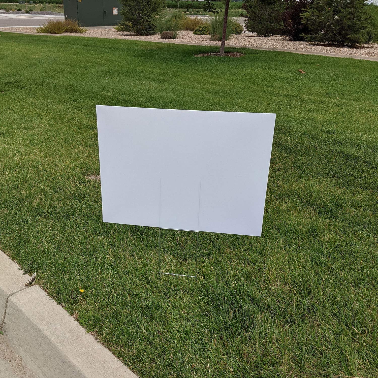 10 quantity Blank Yard Signs with h-stakes for Garage Sale Signs, Graduations, or Political Lawn Signs