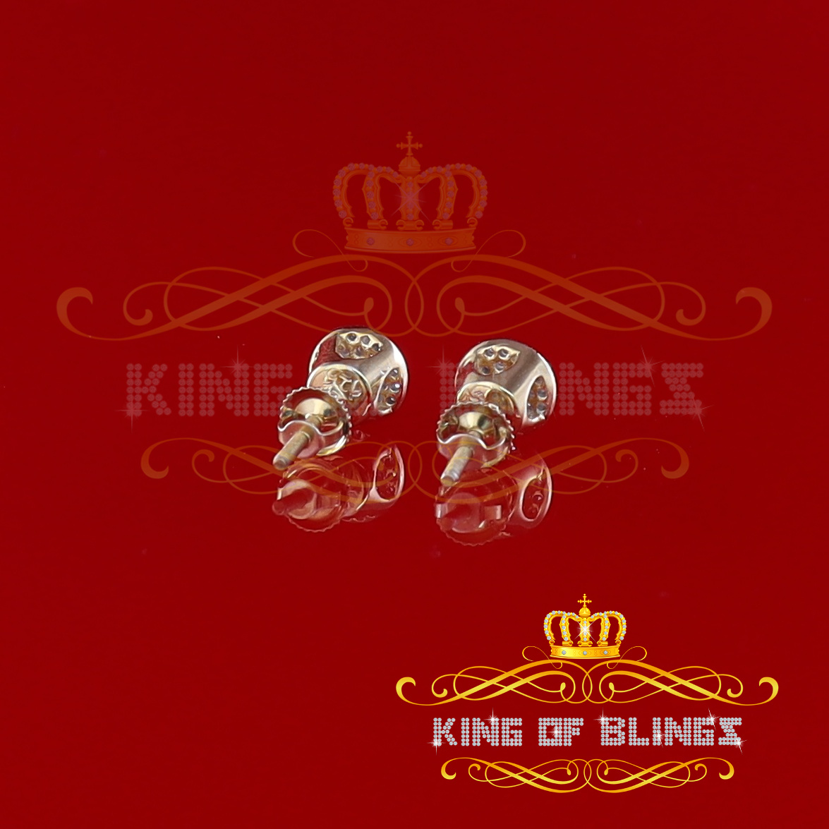 King of Bling's 925 Sterling Silver Yellow 0.20ct Diamond For Men's/Women's Stud Round Earrings