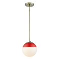 thumbnail image 1 of Golden Lighting 3218-S AB-RED Petit Pendentif avec Rod&44; Rouge & Laiton Vieilli, 1 of 1