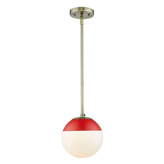 Golden Lighting 3218-S AB-RED Petit Pendentif avec Rod&44; Rouge & Laiton Vieilli
