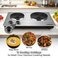 thumbnail image 4 of Cusimax 1800W Double Hot Plate, Stainless Countertop Burner, Silver Portable Electric Cooktop, CMHP-C180, 4 of 9