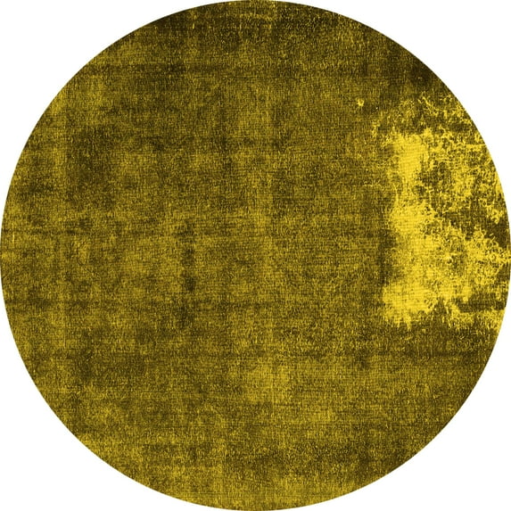 Ahgly Company Machine Washable Indoor Round Persian Yellow Traditional Area Rugs, 3' Round