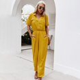 thumbnail image 4 of Combinaison Femmes, Mode Femmes Été Couleur Unie Combinaison Col Rabattable Manches Courtes Bouton Poche Casual Playsuit, 4 of 8