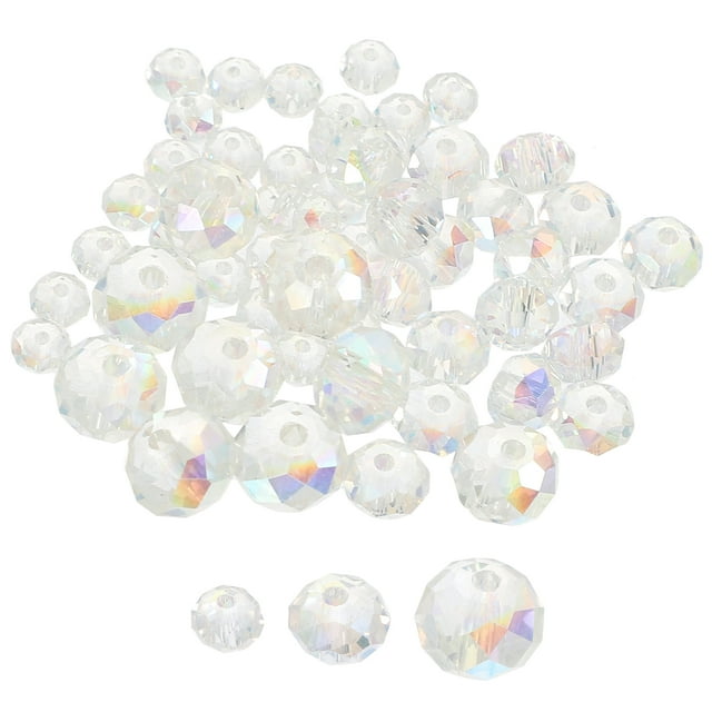 Glass Beads for Crafts Diy Loose Beads 60Pcs Assorted Color Ab Effect Flat Round Shape Jewelry Making