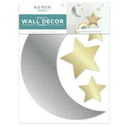 Blue Moon Studio 4Pc Peel & Stick Self-Adhesive Moon & Stars, Metallic Mirror Wall Decals