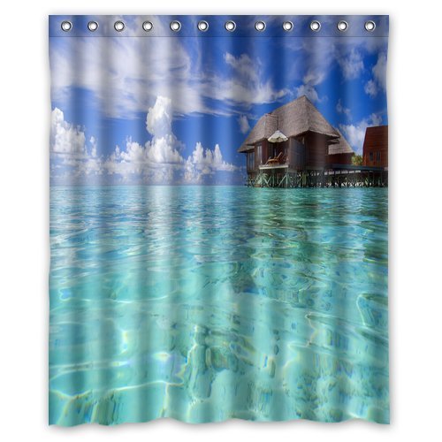 ABPHQTO Maldives Ocean Beach Cortina de ducha Cortina de ducha impermeable 150x180 cm