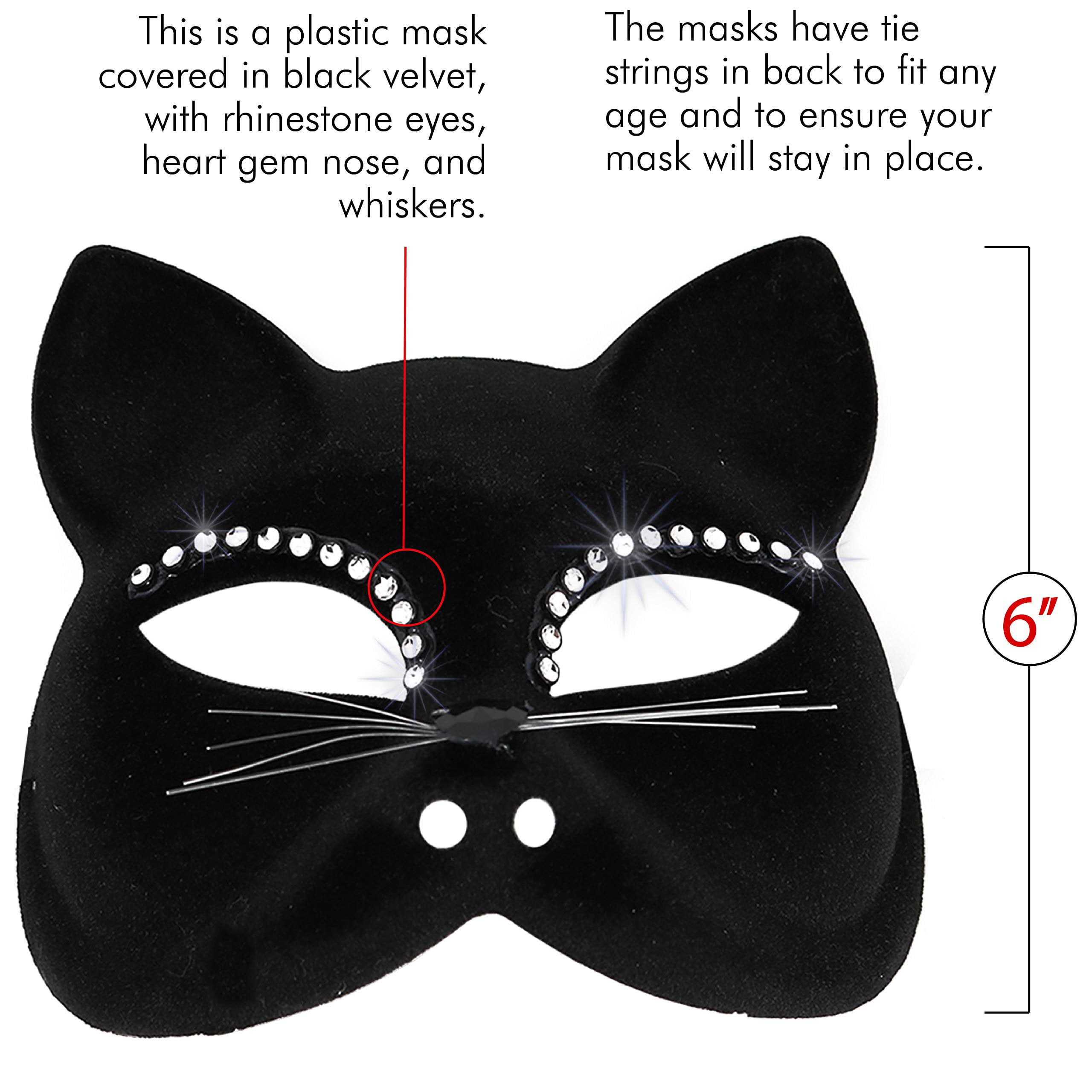 MASQUERADE EYE MASK FANCY DRESS BLACK GLITTER CAT MASK 