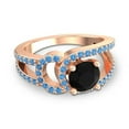 thumbnail image 3 of 2.50 Carat Round Cut Black Onyx & Blue Topaz Gemstone Shiny Proposal Ring for Ladies Solid 14K Rose Gold Size 9 by Diamond-Capitals, 3 of 8