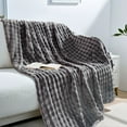 thumbnail image 4 of Eurhowing Faux Furry Bubble Throw Blanket, 450GSM Thick Soft Fluffy Plush Blanket, Fuzzy Shaggy Throw for Couch, Sofa & Bed, 51"×63", Dark Gray, 4 of 8