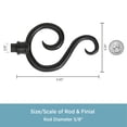 thumbnail image 2 of Kenney ® Scroll Hook 5/8" Standard Decorative Window Curtain Rod, 28-48", Black 86-120" - Black, 2 of 5