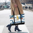 thumbnail image 4 of FORMRS Canvas Laptop Tote Bag for Women with 15.6" Computer Compartments Shoulder Handbag, Dark Blue Hand Drawn Sailboats, 4 of 7