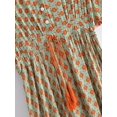 thumbnail image 5 of Vintage Fashion Women Flower Print V-neck Rayon Beach Bohemian Maxi Dress Ladies V Neck Tassel Summer Boho Dresses Robe, 5 of 6