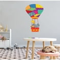 thumbnail image 2 of ADVENTURE - Nursery Kids Bedroom Multi Patterned Hot Air Balloon Vinyl Decoration - Multicolored Mural Art Animals Design - Easy To Apply Home Living Room Adhesive Wall Decal Sticker 24" x 40", 2 of 3