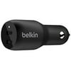 BELKIN CCB002btBK Black BOOST CHARGE Dual USB-C Car Charger 36W
