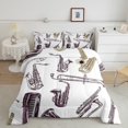 thumbnail image 2 of Saxophone Instrument King Down Comforter Retro Jazz Music Comforter Sets,Boys Girls Modern Mucical Notes Bedding Sets Vintage Piano Tromebone Pattern Bedding Comforter Sets, 2 of 7