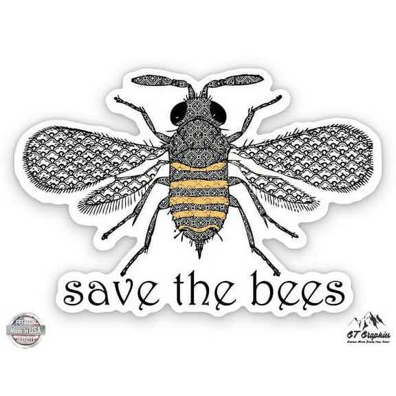 Save the Bees - 3" Vinyl Sticker - For Car Laptop I-Pad Phone Helmet Hard Hat - Waterproof Decal