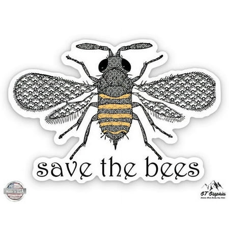 Save the Bees - 3" Vinyl Sticker - For Car Laptop I-Pad Phone Helmet Hard Hat - Waterproof Decal