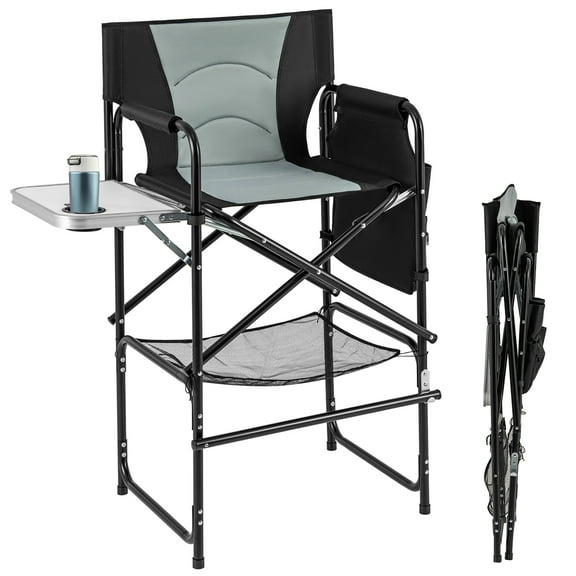 Gymax 46'' Tall Directors Chair w/ Foldable Side Table & Footrest Extra Cup Holder