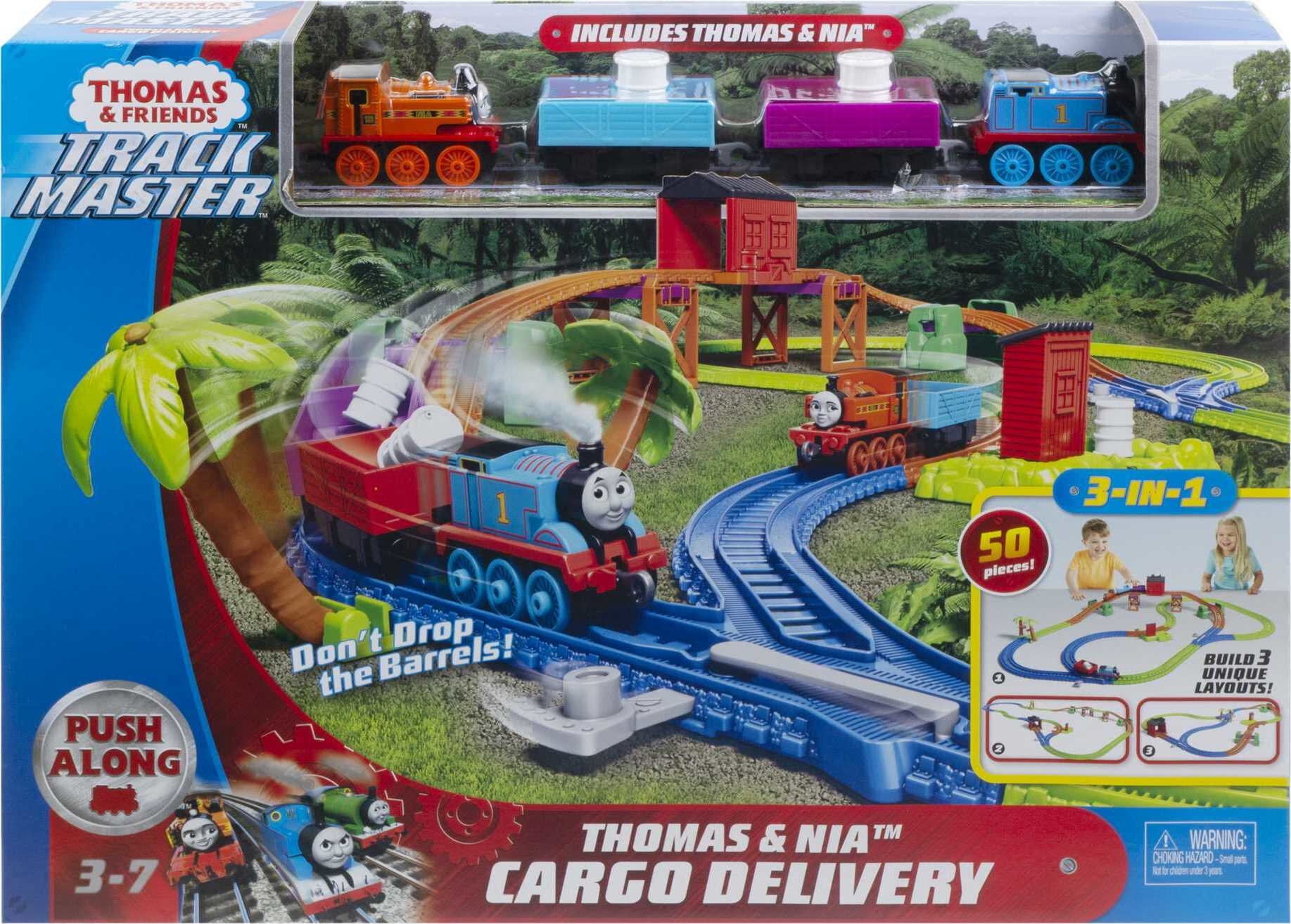 Thomas & Friends Thomas & Nia Cargo Delivery Diecast Toy Train & Track Set, 50 Pieces